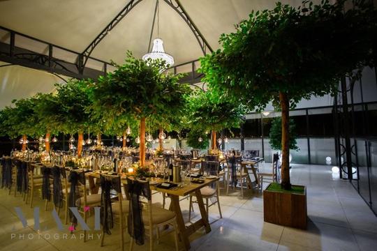 Green tree party setting
